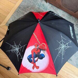 Vintage Y2K Marvel Spiderman Kids Umbrella Rare 2003 Black & Red Cartoon